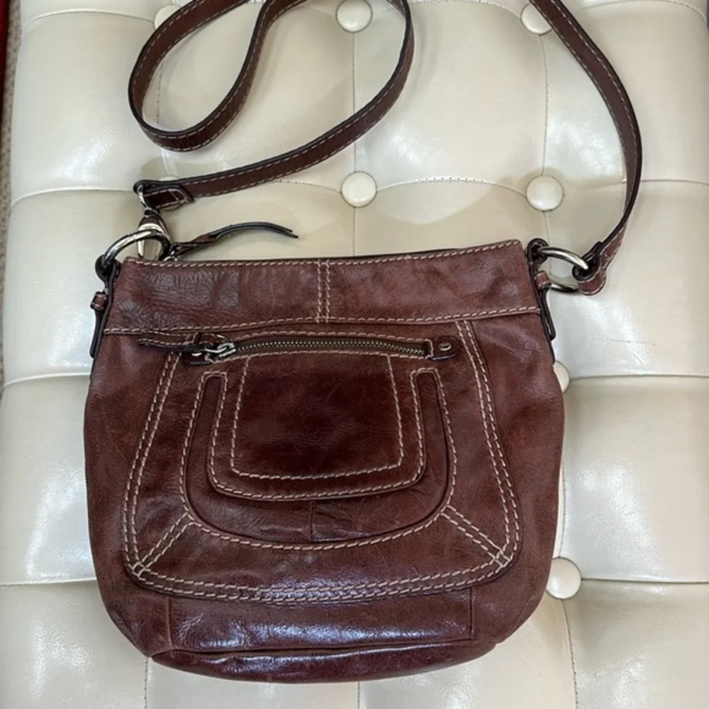 Genuine leather boho shoulder bag, adjustable strap